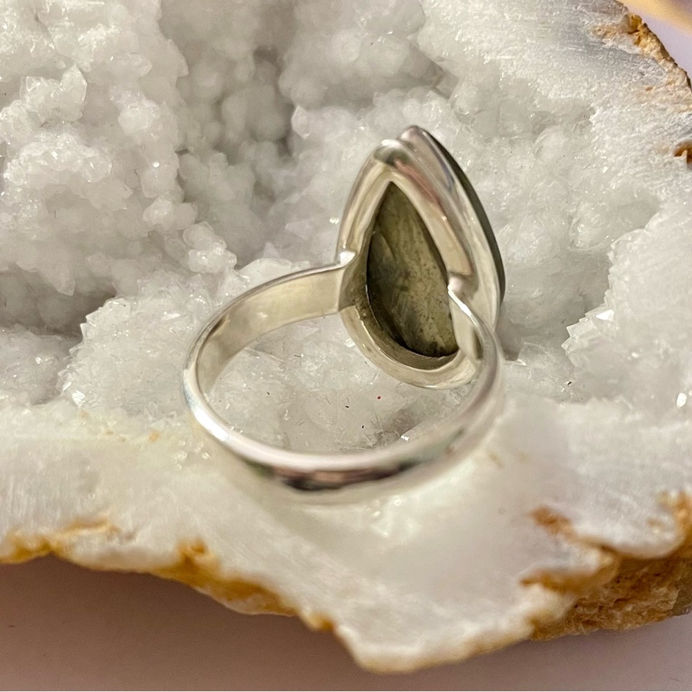 Labradorite Solid Sterling Silver 925 Ring Size 7 - image 6